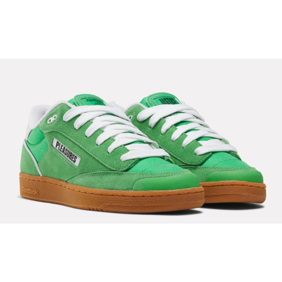 Reebok Other - Reebok x Pleasures Club C Bulc Sneakers Mens 12 Green White Suede Casual NIB